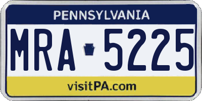 PA license plate MRA5225