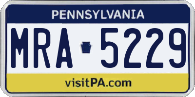 PA license plate MRA5229
