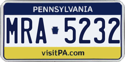 PA license plate MRA5232