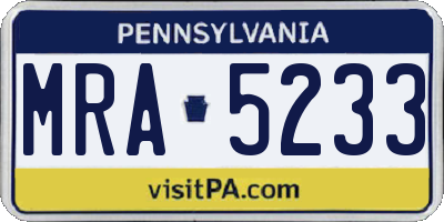 PA license plate MRA5233