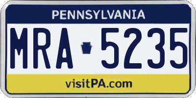PA license plate MRA5235