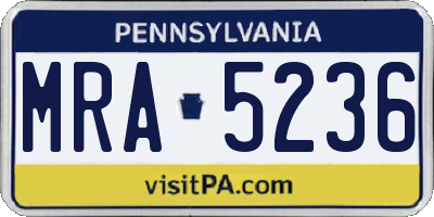 PA license plate MRA5236