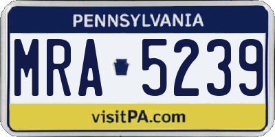 PA license plate MRA5239