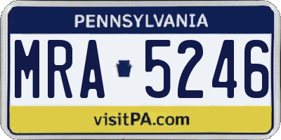 PA license plate MRA5246