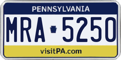 PA license plate MRA5250