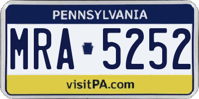 PA license plate MRA5252