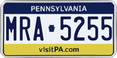 PA license plate MRA5255