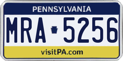 PA license plate MRA5256