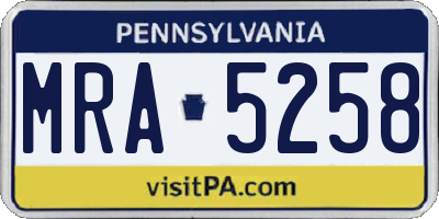 PA license plate MRA5258