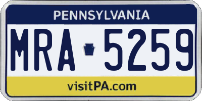 PA license plate MRA5259
