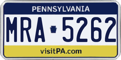 PA license plate MRA5262