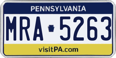 PA license plate MRA5263