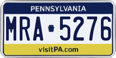 PA license plate MRA5276
