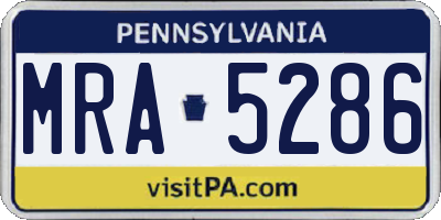 PA license plate MRA5286