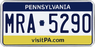 PA license plate MRA5290