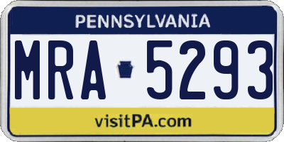 PA license plate MRA5293