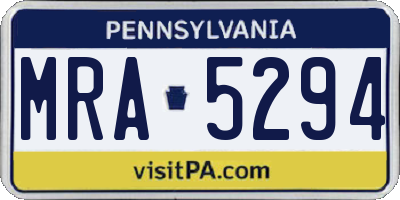PA license plate MRA5294