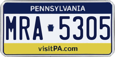 PA license plate MRA5305