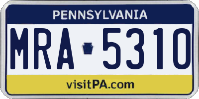 PA license plate MRA5310