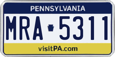 PA license plate MRA5311