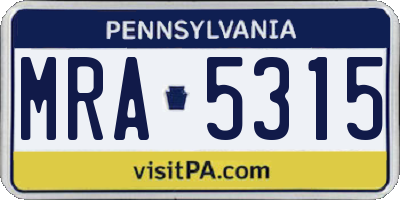 PA license plate MRA5315