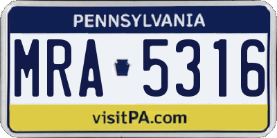 PA license plate MRA5316