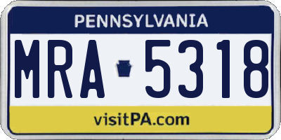 PA license plate MRA5318
