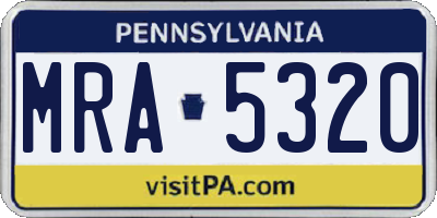 PA license plate MRA5320