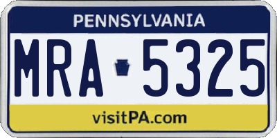 PA license plate MRA5325