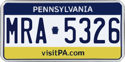 PA license plate MRA5326