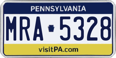 PA license plate MRA5328