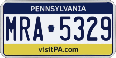 PA license plate MRA5329