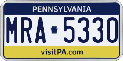PA license plate MRA5330