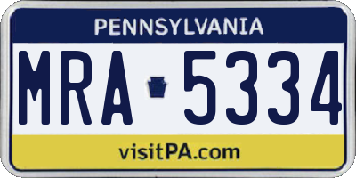 PA license plate MRA5334