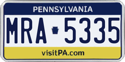 PA license plate MRA5335