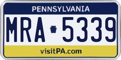 PA license plate MRA5339