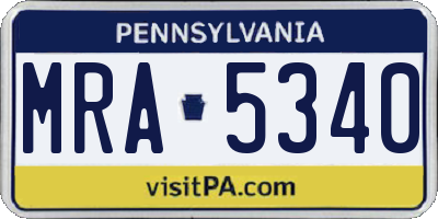 PA license plate MRA5340