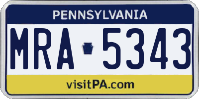 PA license plate MRA5343