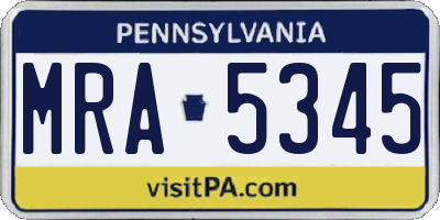 PA license plate MRA5345