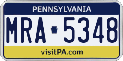 PA license plate MRA5348
