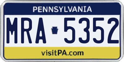 PA license plate MRA5352