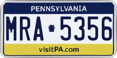 PA license plate MRA5356