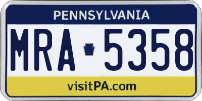 PA license plate MRA5358