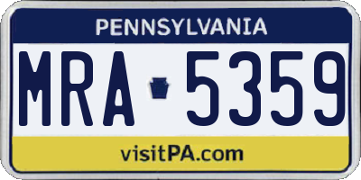 PA license plate MRA5359