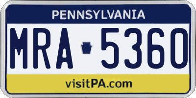 PA license plate MRA5360