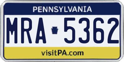 PA license plate MRA5362