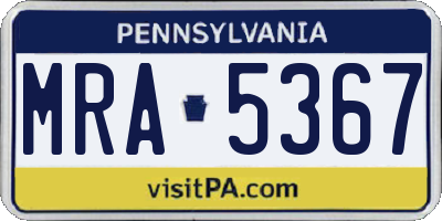 PA license plate MRA5367