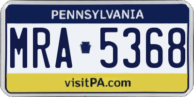 PA license plate MRA5368