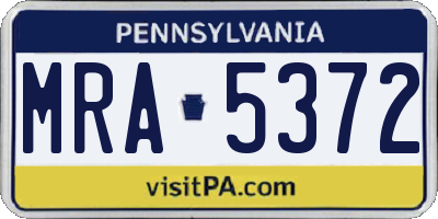 PA license plate MRA5372