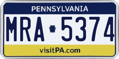 PA license plate MRA5374